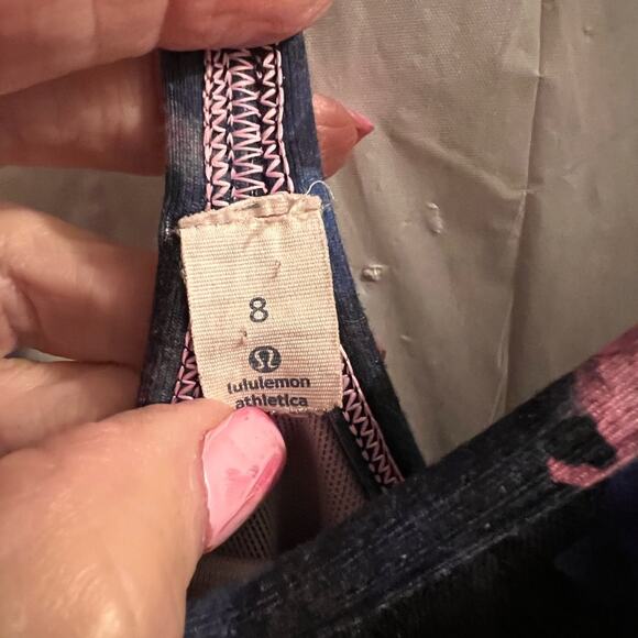 Lululemon power y tank blue pink y back built in bra activewear size 8 - Picture 3 of 5